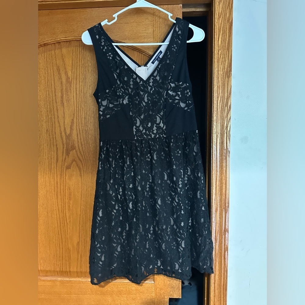American Eagle Outfitters Black and Cream Lace Overlay Dress Whimsygoth